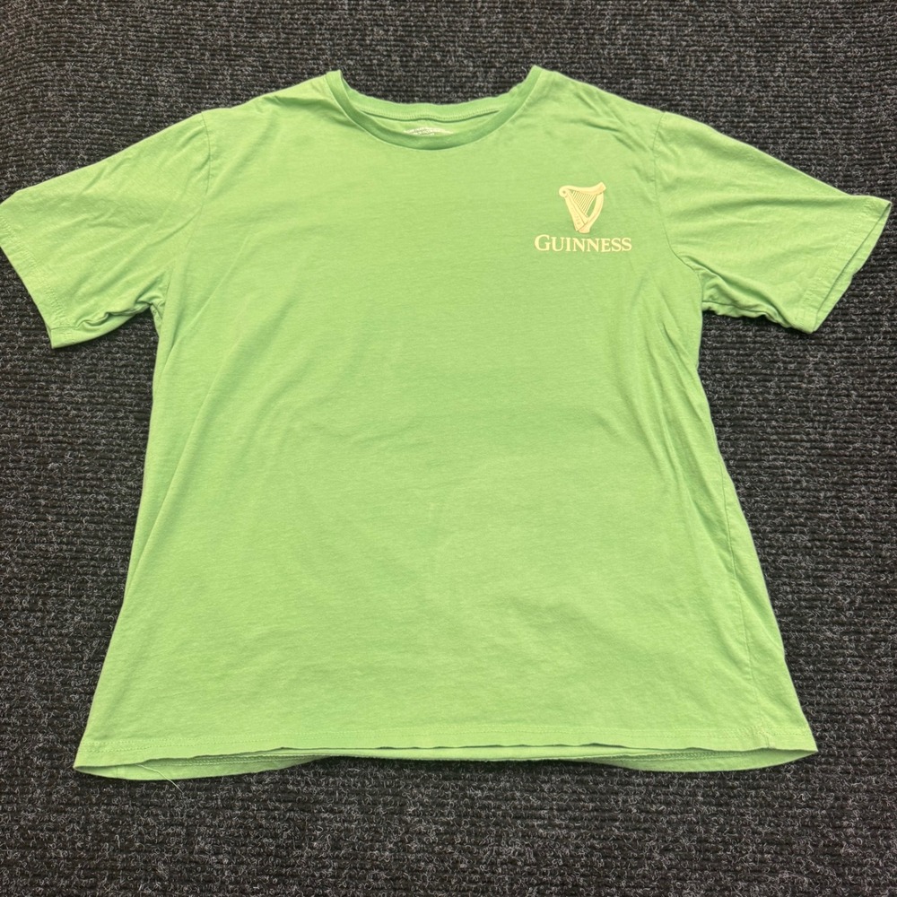 Guinness Mens XXL Green Graphic T-Shirt Harp Logo Beer Pint Short Sleeve Cotton